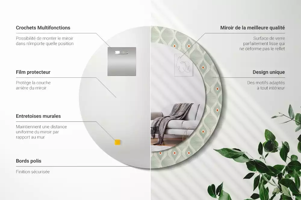 Kerek tükör fali dísz Klasszikus vintage minta