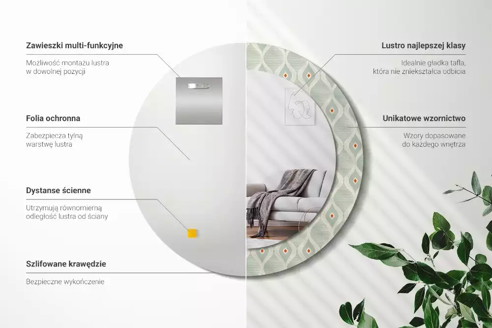 Kerek tükör fali dísz Klasszikus vintage minta