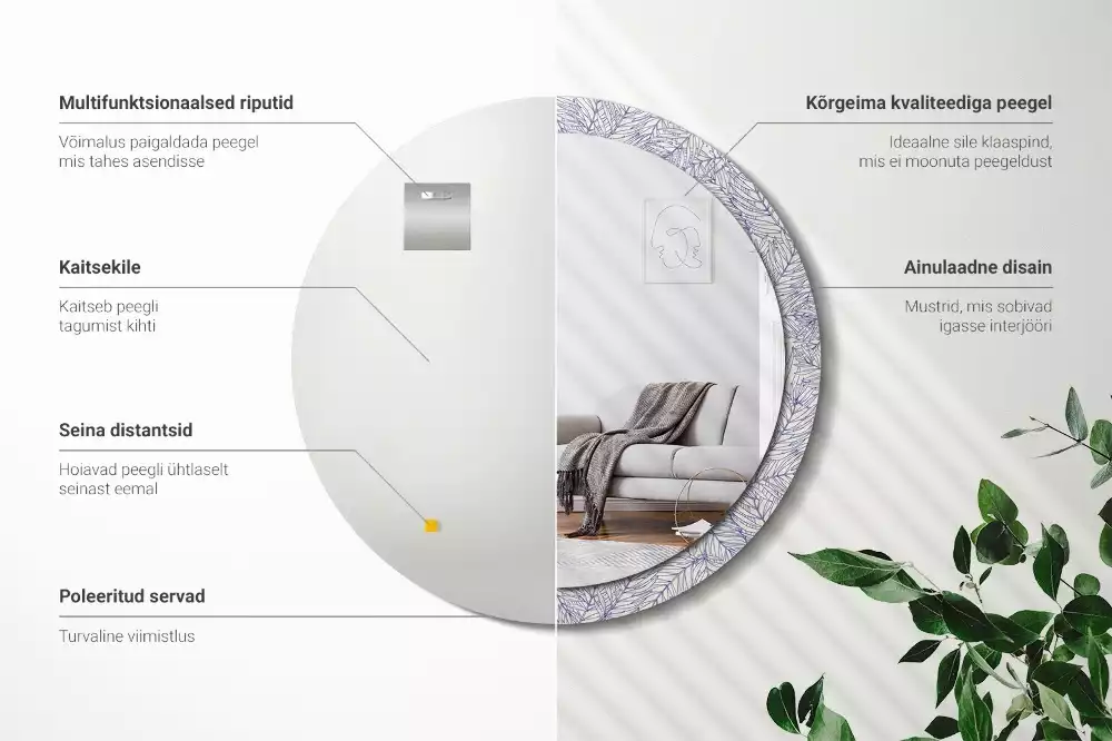 Kerek tükör fali dísz Trópusi pálmafa körvonala