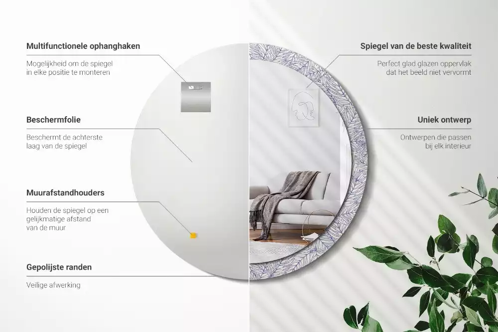 Kerek tükör fali dísz Trópusi pálmafa körvonala