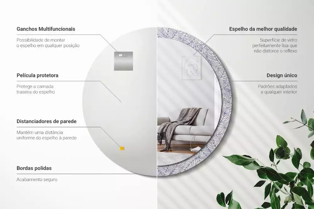 Kerek tükör fali dísz Trópusi pálmafa körvonala