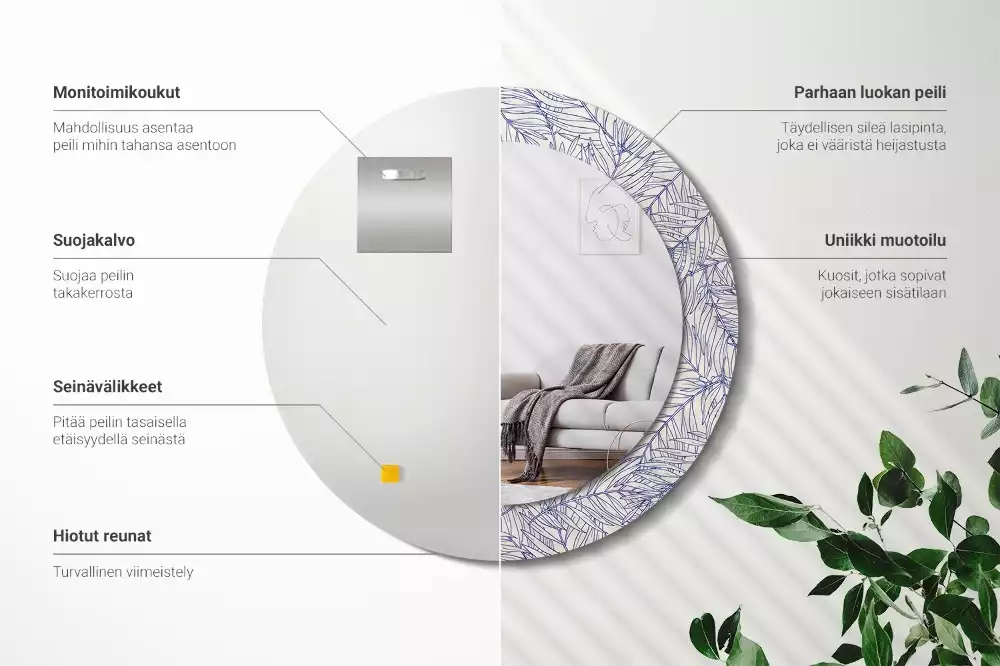 Kerek tükör fali dísz Trópusi pálmafa körvonala