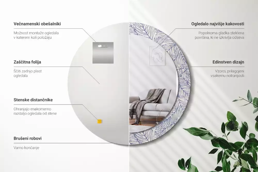 Kerek tükör fali dísz Trópusi pálmafa körvonala