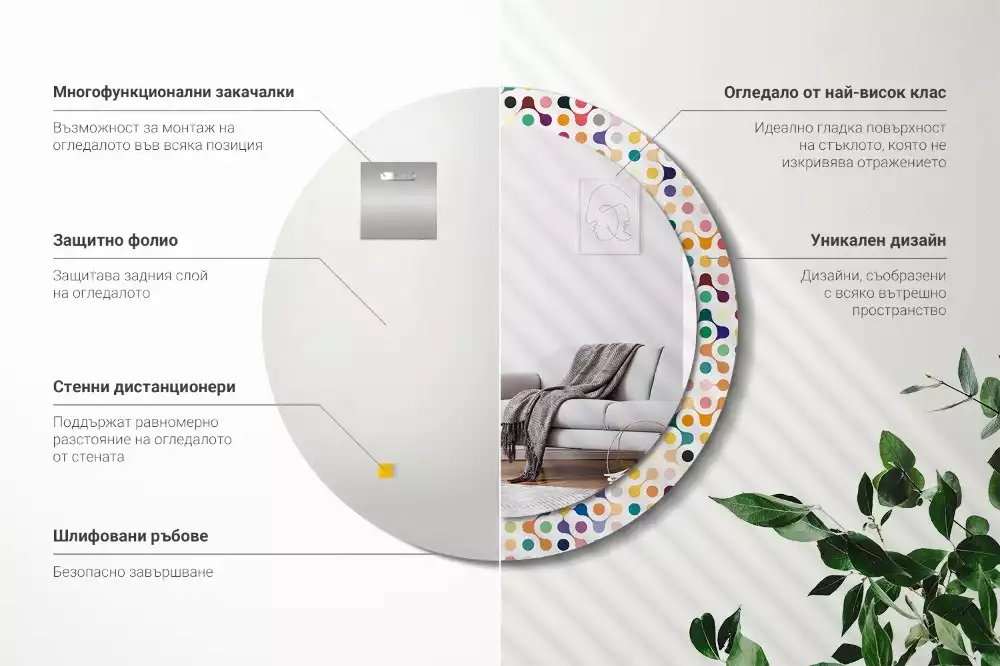 Kerek tükör fali dísz Pop art pöttyök