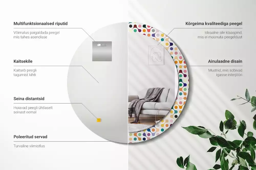 Kerek tükör fali dísz Pop art pöttyök