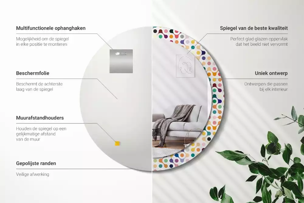 Kerek tükör fali dísz Pop art pöttyök