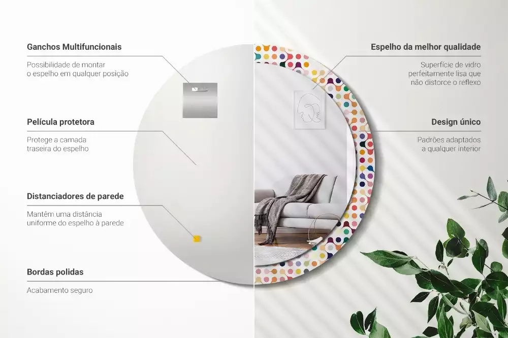 Kerek tükör fali dísz Pop art pöttyök