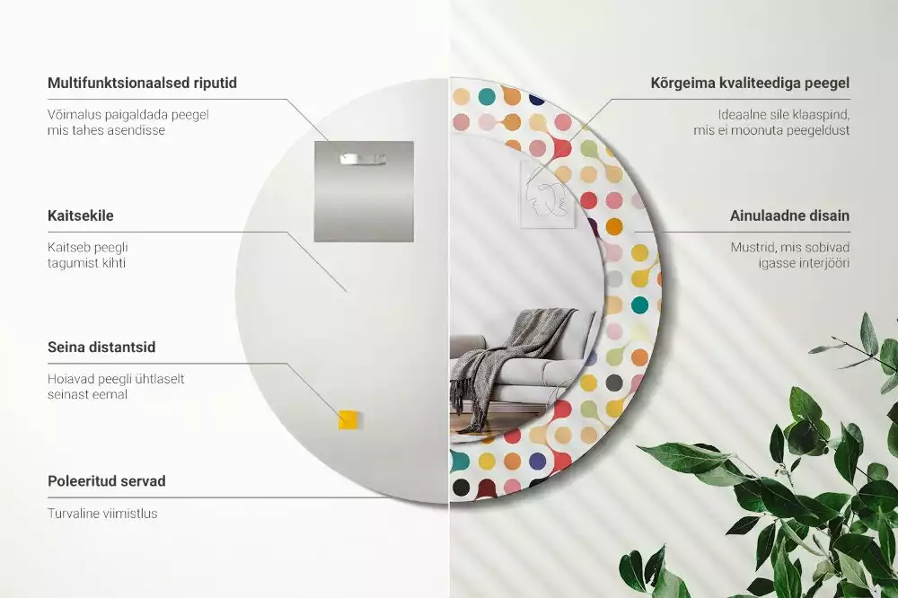 Kerek tükör fali dísz Pop art pöttyök