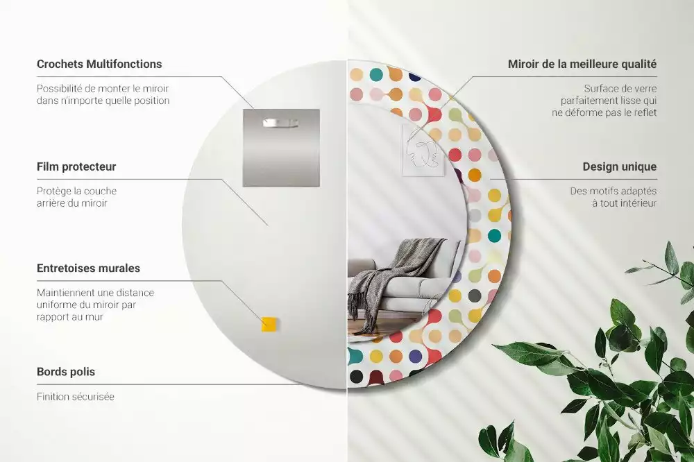 Kerek tükör fali dísz Pop art pöttyök