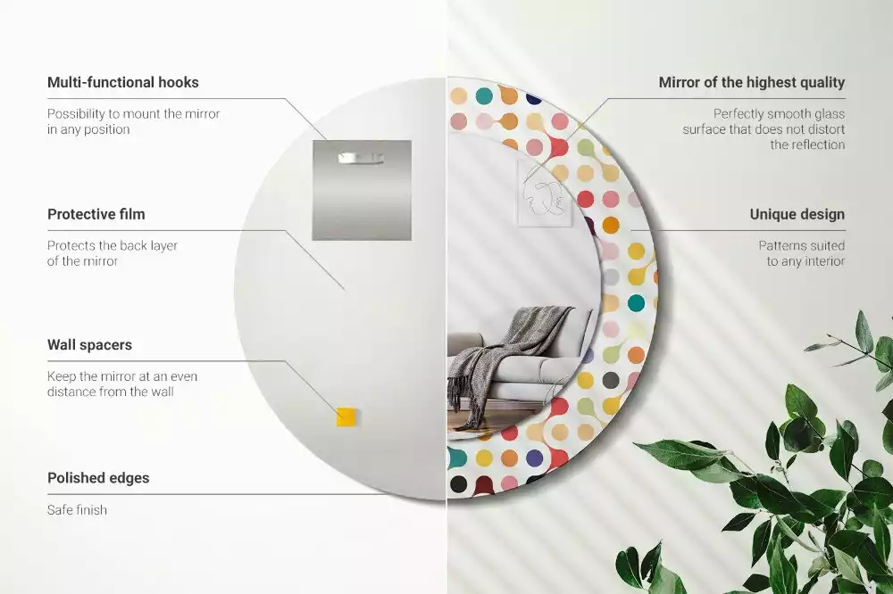 Kerek tükör fali dísz Pop art pöttyök