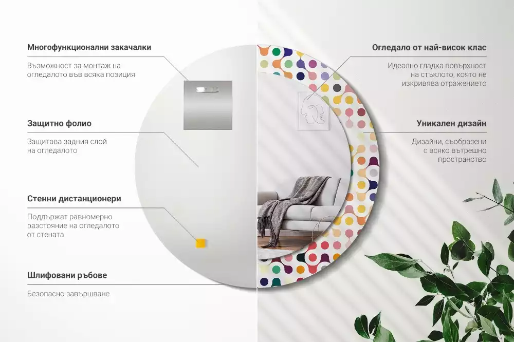 Kerek tükör fali dísz Pop art pöttyök