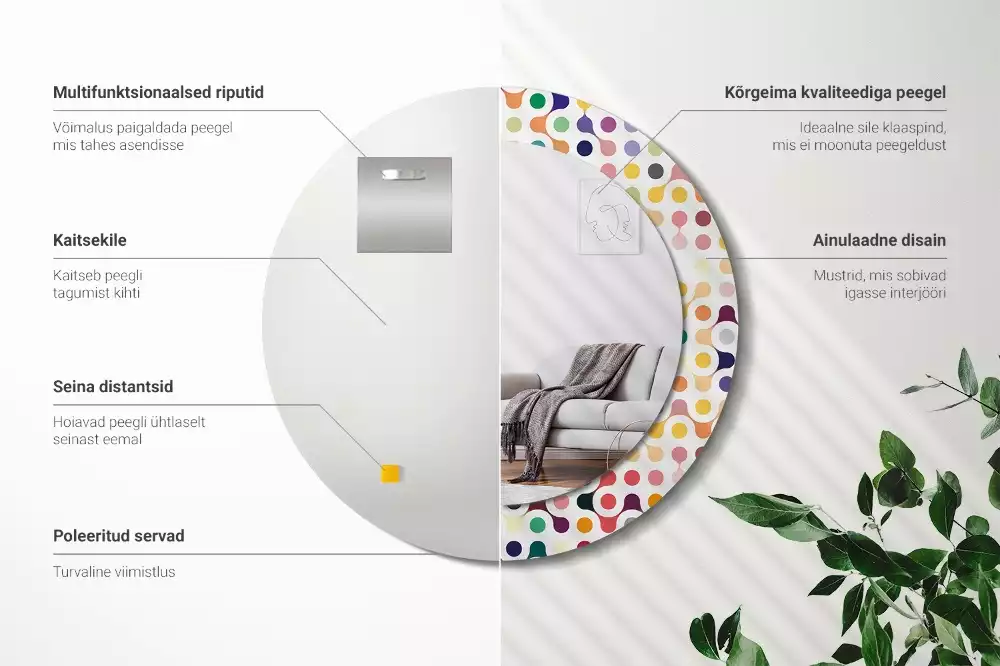 Kerek tükör fali dísz Pop art pöttyök