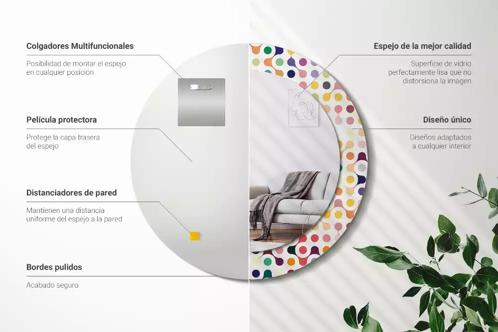 Kerek tükör fali dísz Pop art pöttyök