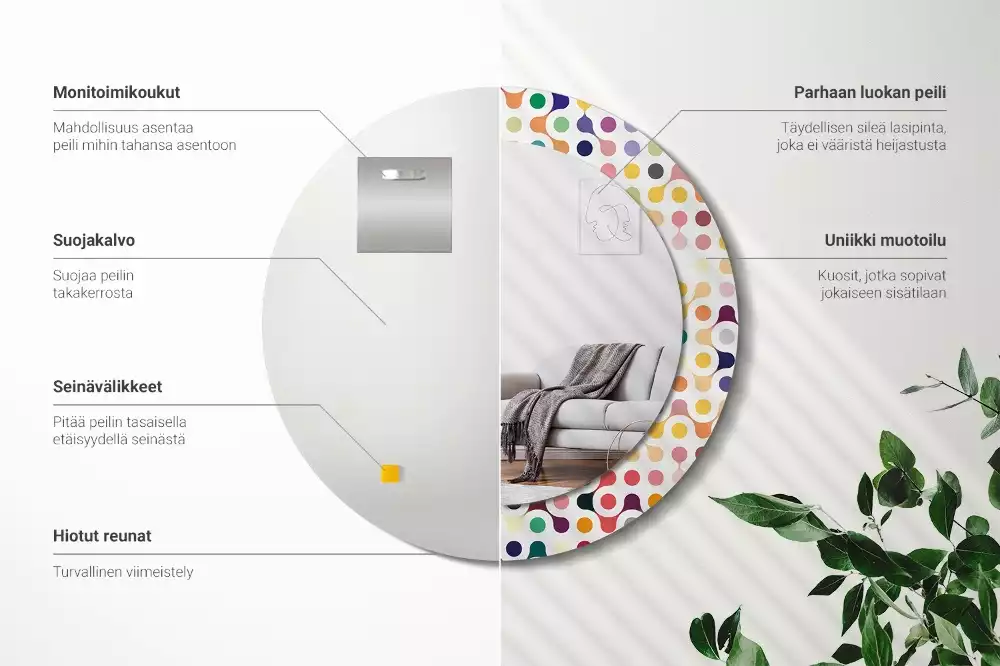 Kerek tükör fali dísz Pop art pöttyök