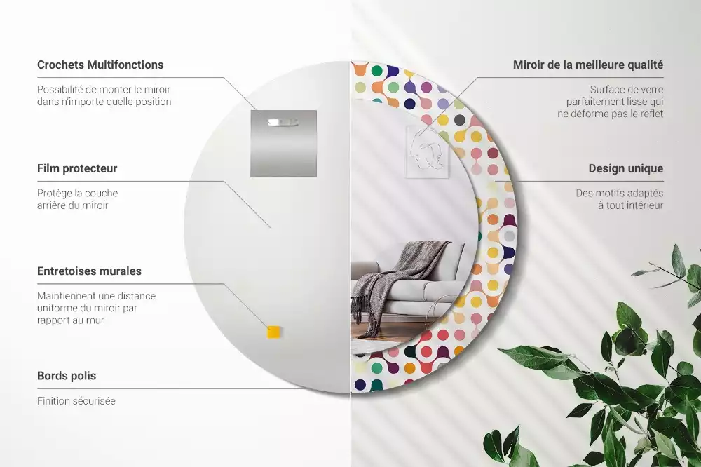 Kerek tükör fali dísz Pop art pöttyök