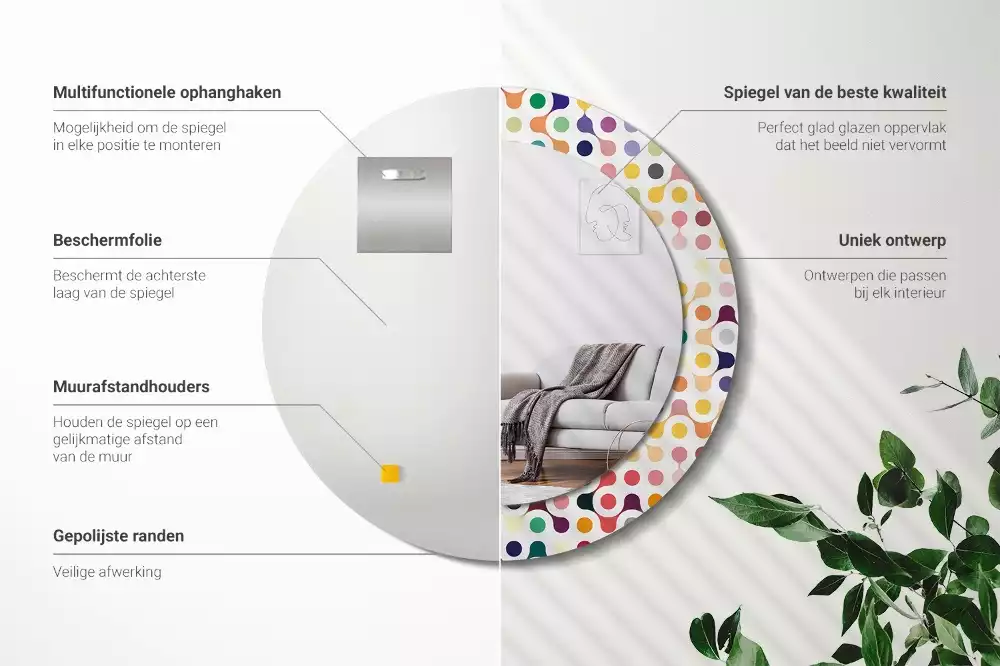 Kerek tükör fali dísz Pop art pöttyök