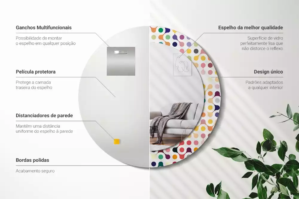 Kerek tükör fali dísz Pop art pöttyök