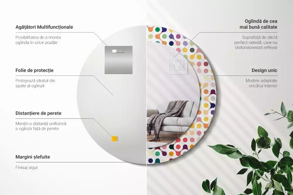 Kerek tükör fali dísz Pop art pöttyök