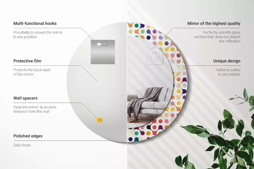 Kerek tükör fali dísz Pop art pöttyök