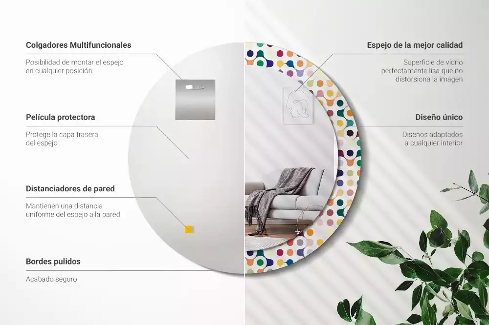 Kerek tükör fali dísz Pop art pöttyök