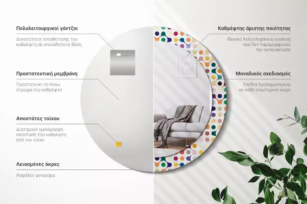 Kerek tükör fali dísz Pop art pöttyök