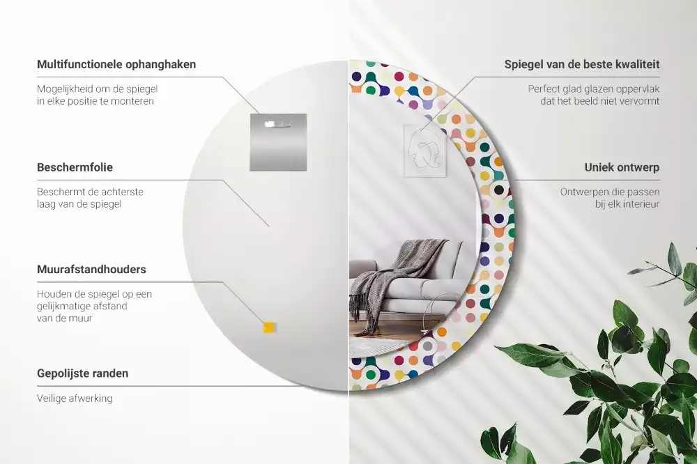 Kerek tükör fali dísz Pop art pöttyök