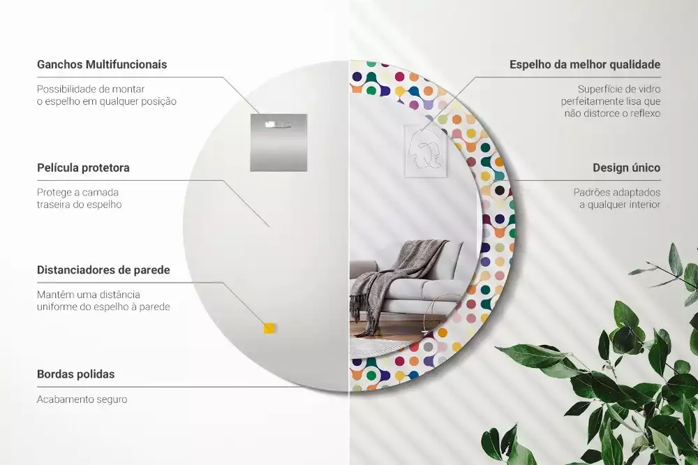 Kerek tükör fali dísz Pop art pöttyök