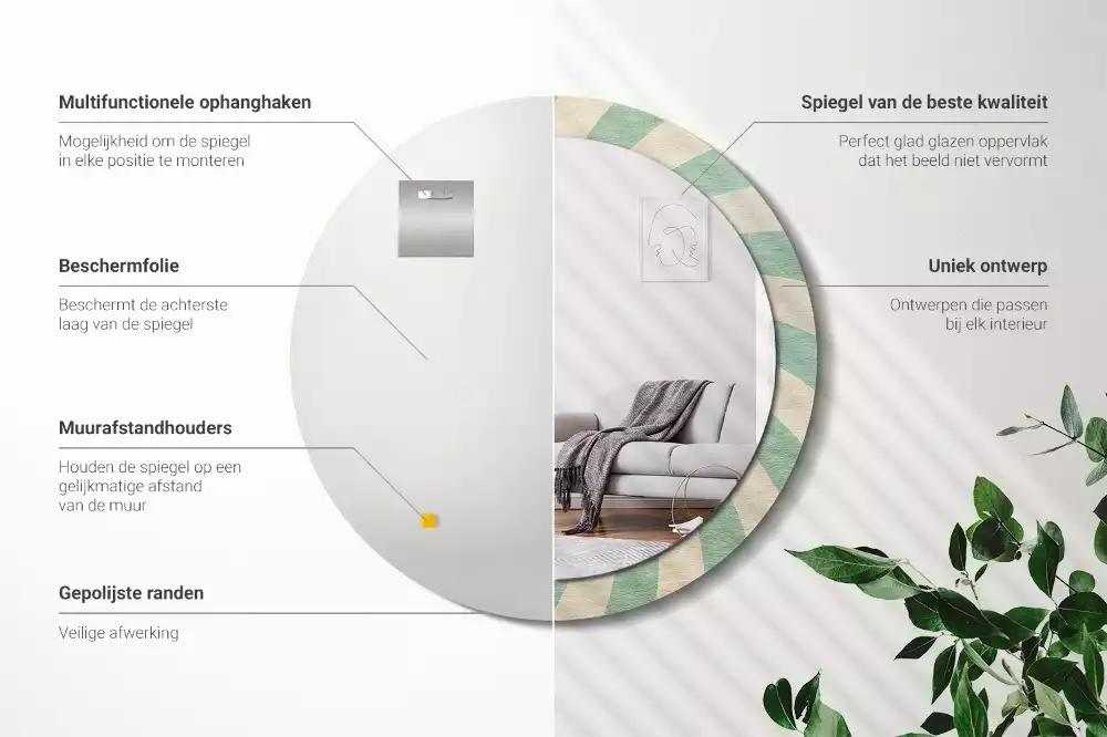 Kerek tükör fali dísz Retro pasztell mintás