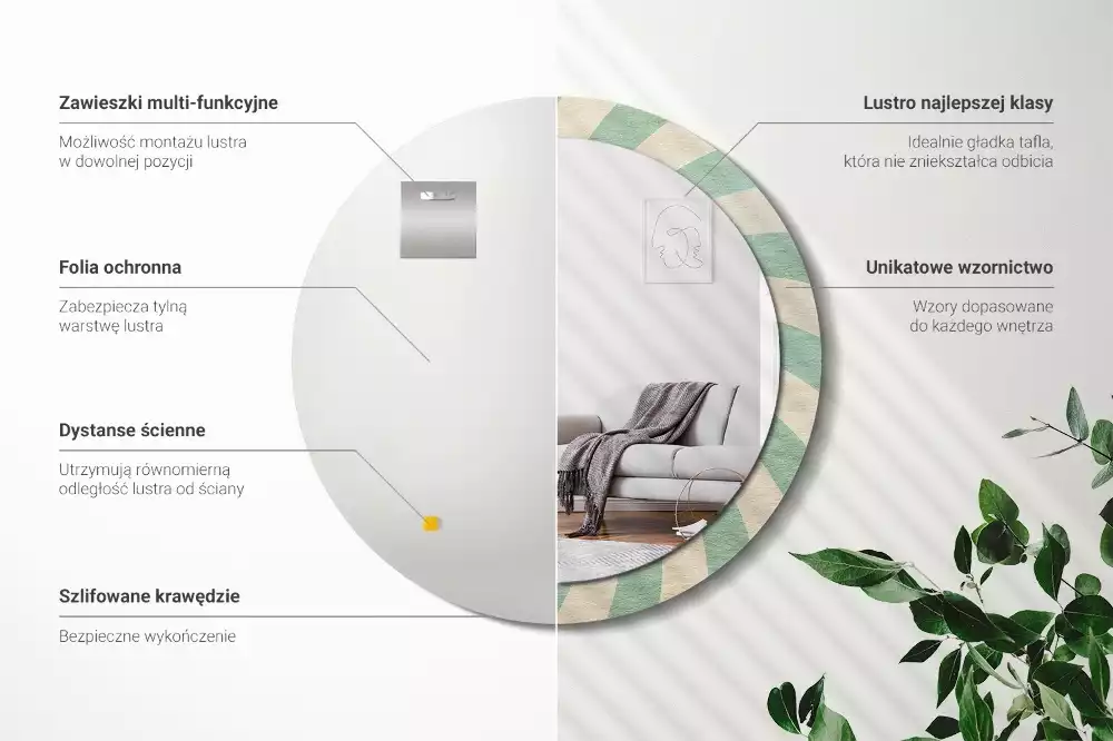 Kerek tükör fali dísz Retro pasztell mintás