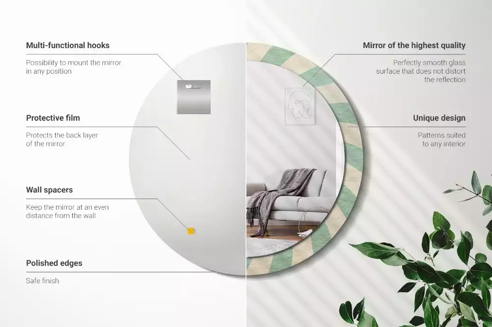 Kerek tükör fali dísz Retro pasztell mintás