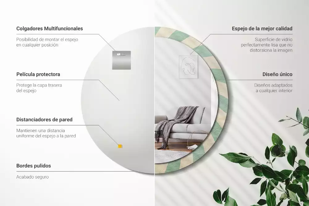 Kerek tükör fali dísz Retro pasztell mintás