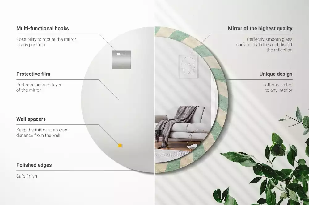 Kerek tükör fali dísz Retro pasztell mintás