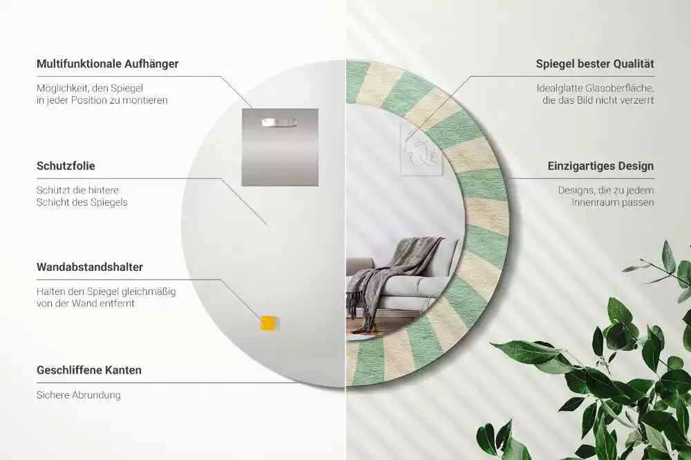 Kerek tükör fali dísz Retro pasztell mintás