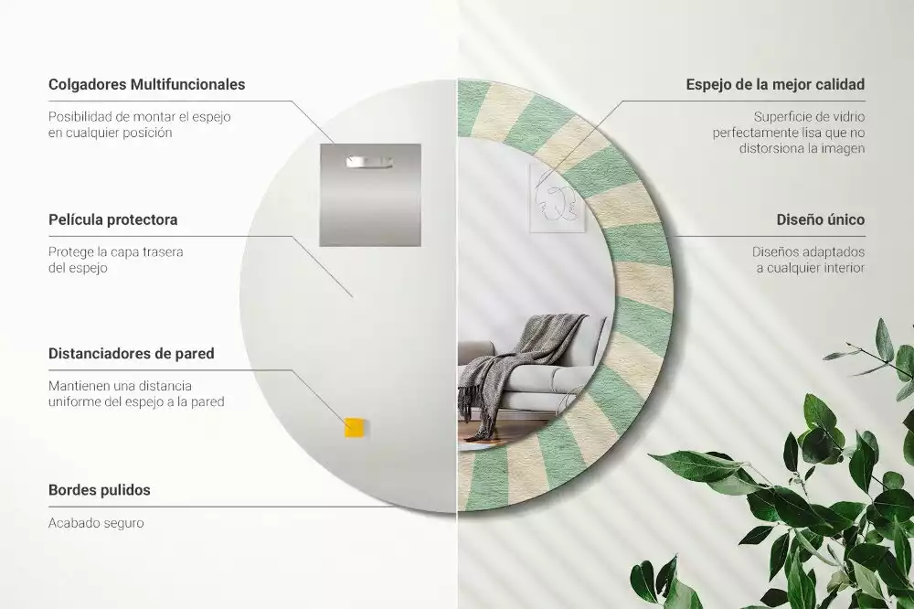 Kerek tükör fali dísz Retro pasztell mintás
