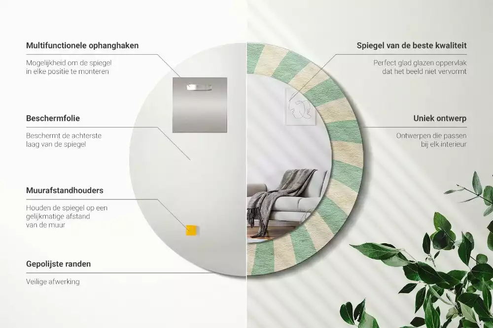 Kerek tükör fali dísz Retro pasztell mintás