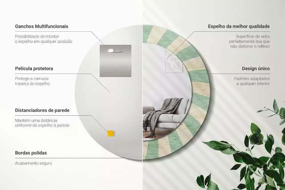 Kerek tükör fali dísz Retro pasztell mintás