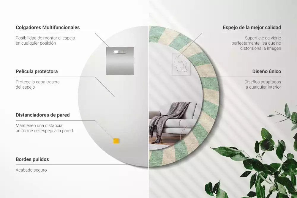 Kerek tükör fali dísz Retro pasztell mintás