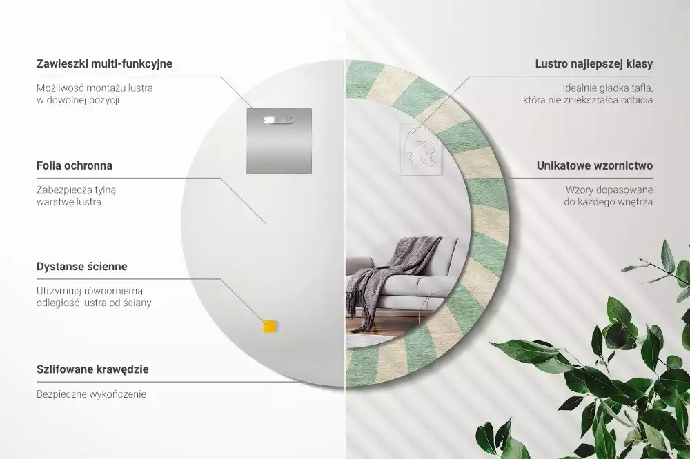 Kerek tükör fali dísz Retro pasztell mintás