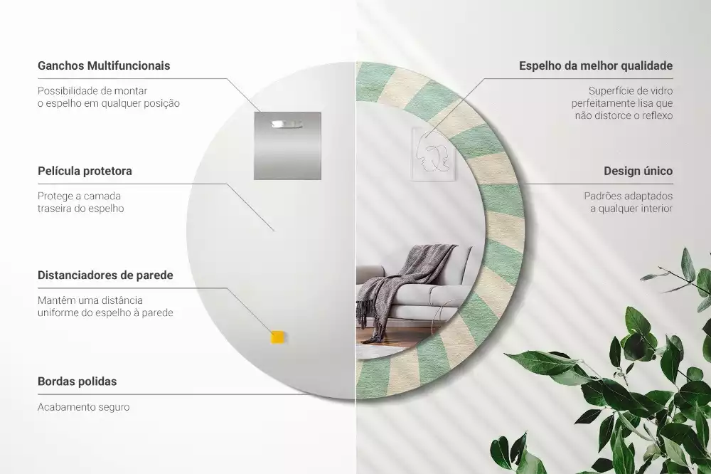 Kerek tükör fali dísz Retro pasztell mintás