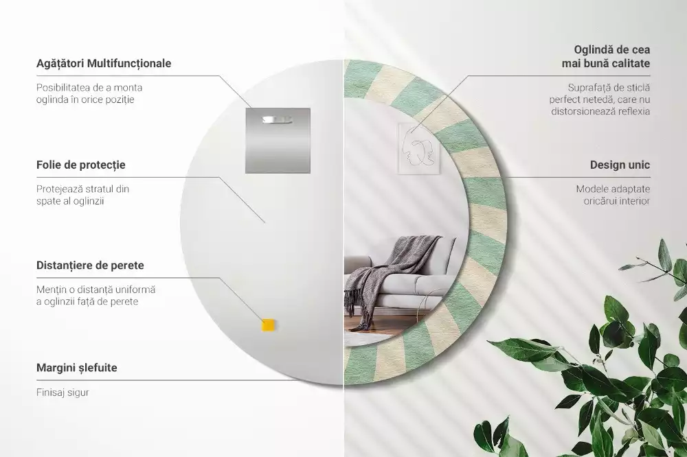 Kerek tükör fali dísz Retro pasztell mintás