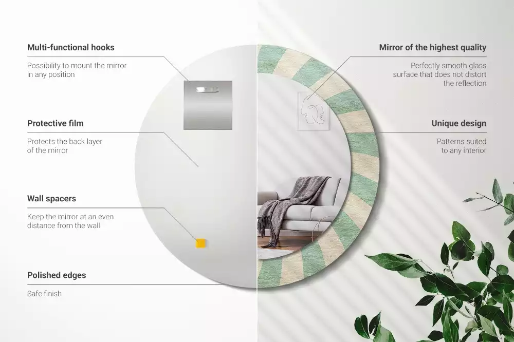 Kerek tükör fali dísz Retro pasztell mintás