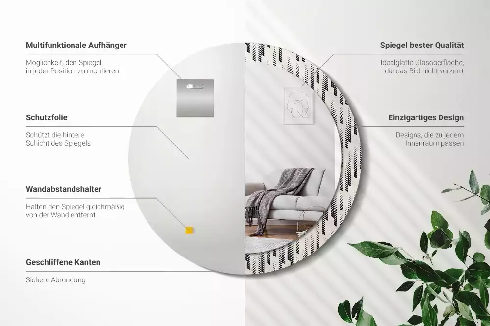 Kerek tükör fali dísz Csíkos minta