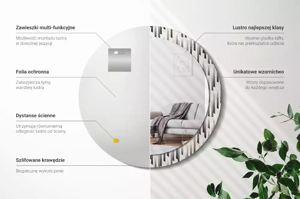 Kerek tükör fali dísz Csíkos minta