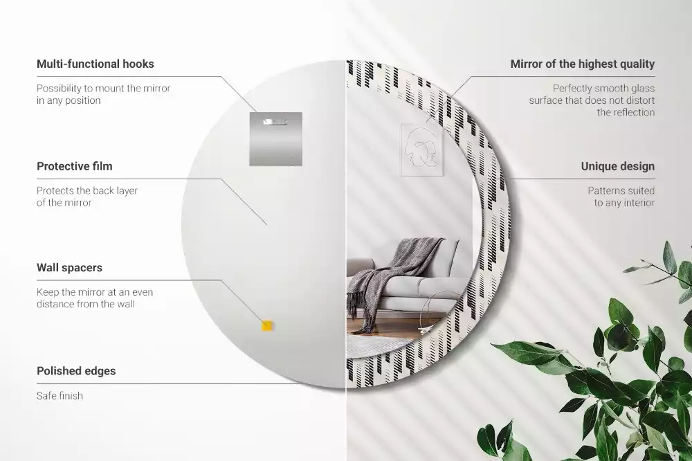 Kerek tükör fali dísz Csíkos minta