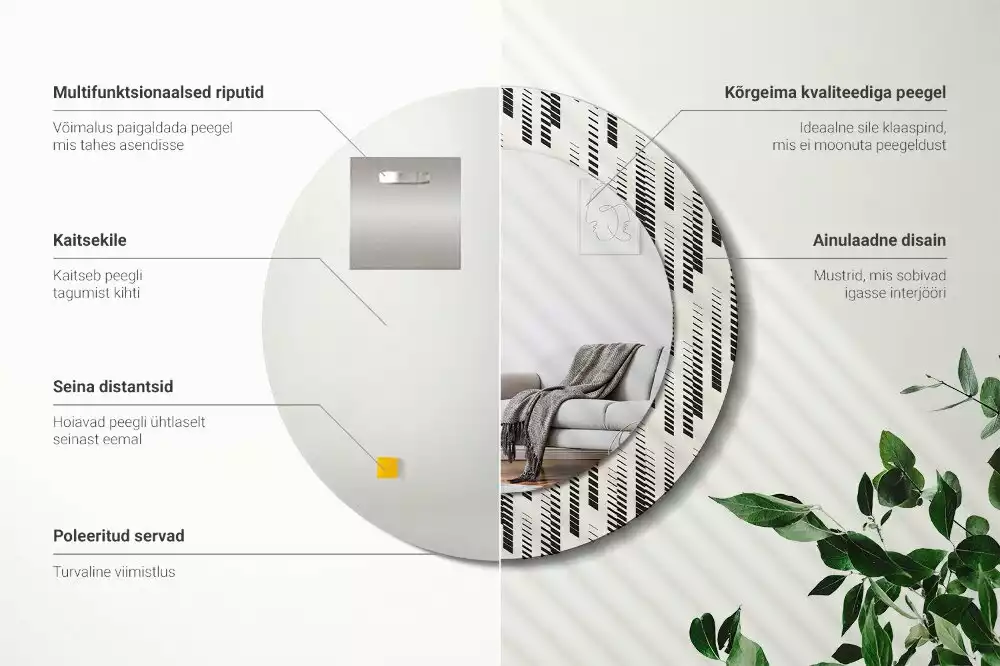 Kerek tükör fali dísz Csíkos minta