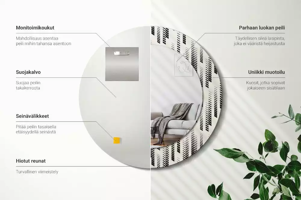 Kerek tükör fali dísz Csíkos minta