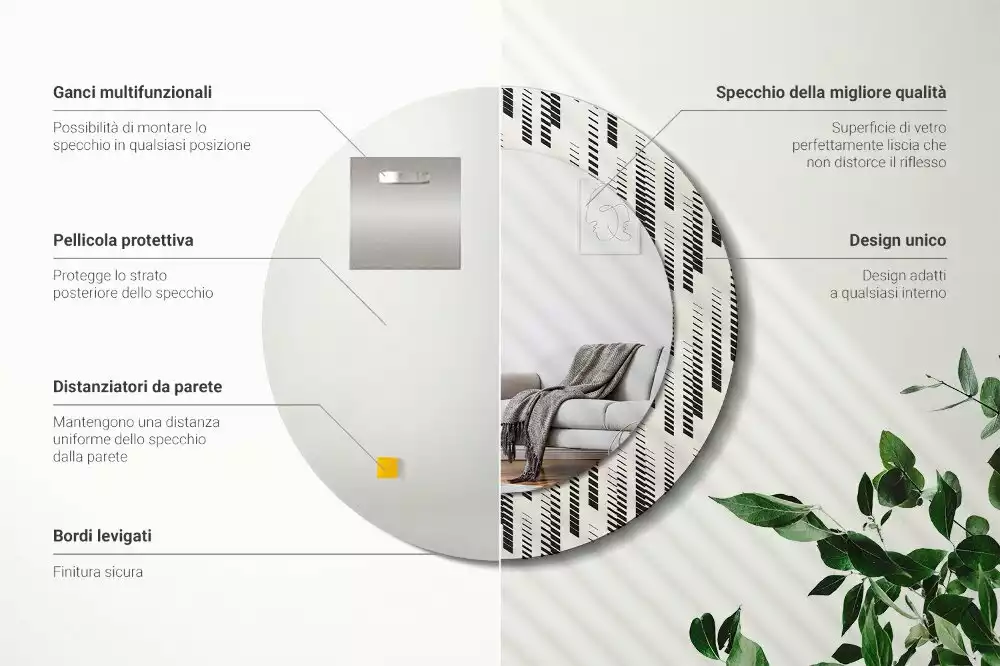 Kerek tükör fali dísz Csíkos minta