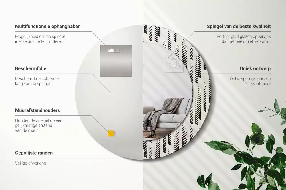 Kerek tükör fali dísz Csíkos minta