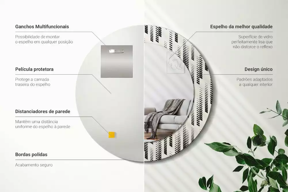 Kerek tükör fali dísz Csíkos minta