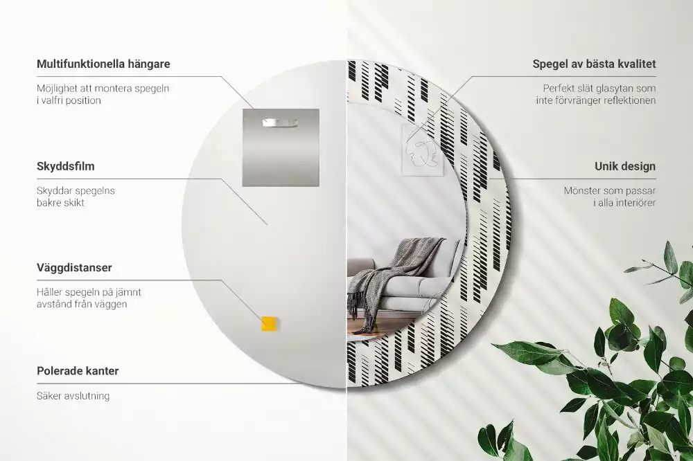 Kerek tükör fali dísz Csíkos minta